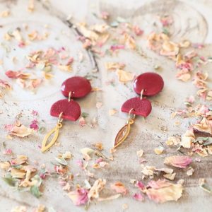 Boucles d’oreilles Fleur de lin – Grenat – Bijou unique & fait-main