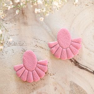 Boucles d&rsquo;oreilles Narcisse – Rose bruyère – Bijou unique & fait-main