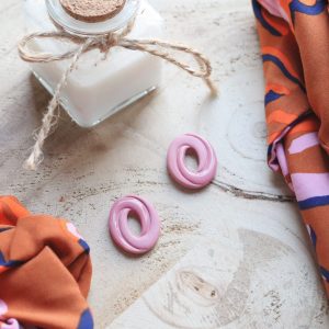 Boucles d’oreilles Embruns – Rose – Bijou unique & fait-main