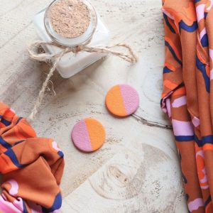 Boucles d’oreilles Galet – Rose & Orange – Bijou unique & fait-main