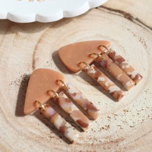 Boucles d’oreilles Passiflore – Chocolat dulcey & Cie – Bijou unique & fait-main