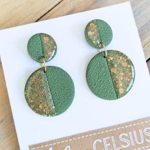 Boucles d&rsquo;oreilles Or / Vert – Bijou unique & fait-main